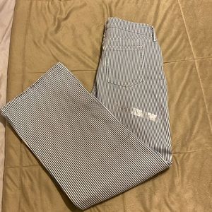 Striped wide leg jeans